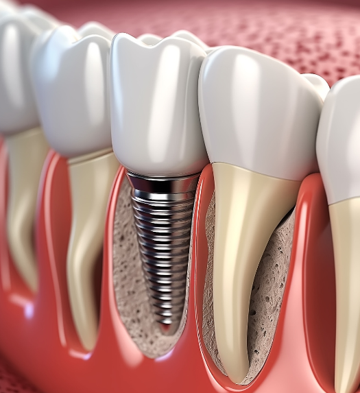 una boca con el implante dental expuesto